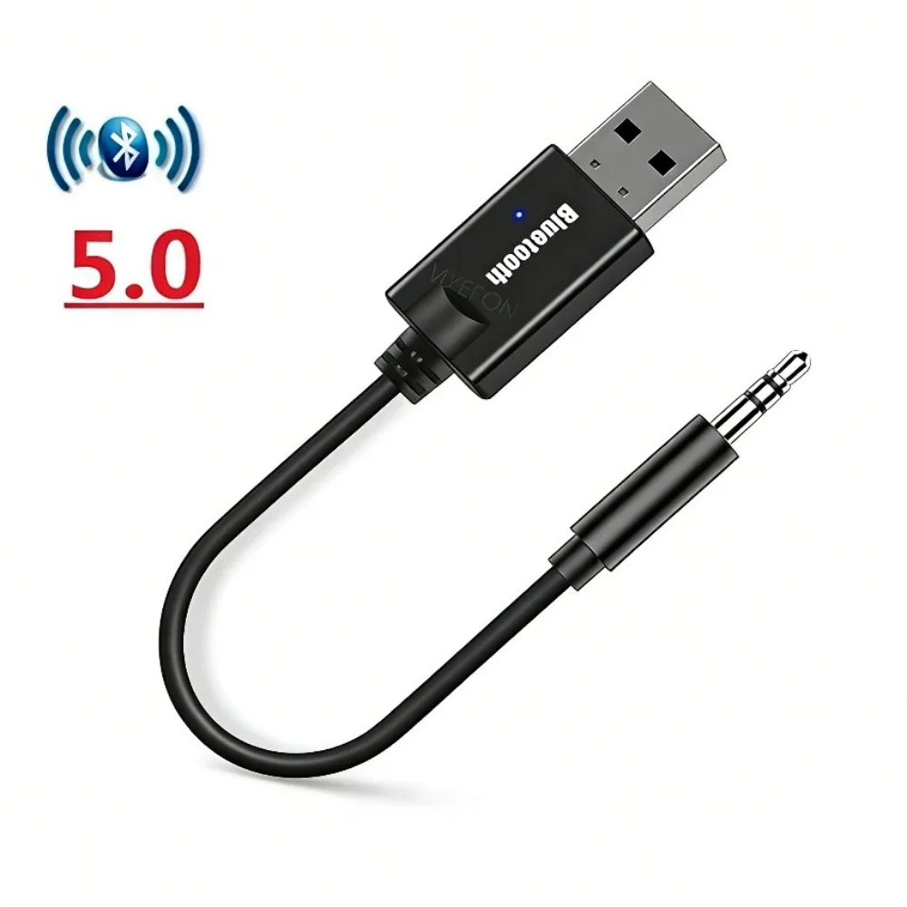 Audio Music By - Bluetooth-Audioempfänger, USB-auf-3,5-mm-Klinkenadapter, kabelloser Aux-Dongle für Auto-Stereoanlagen,