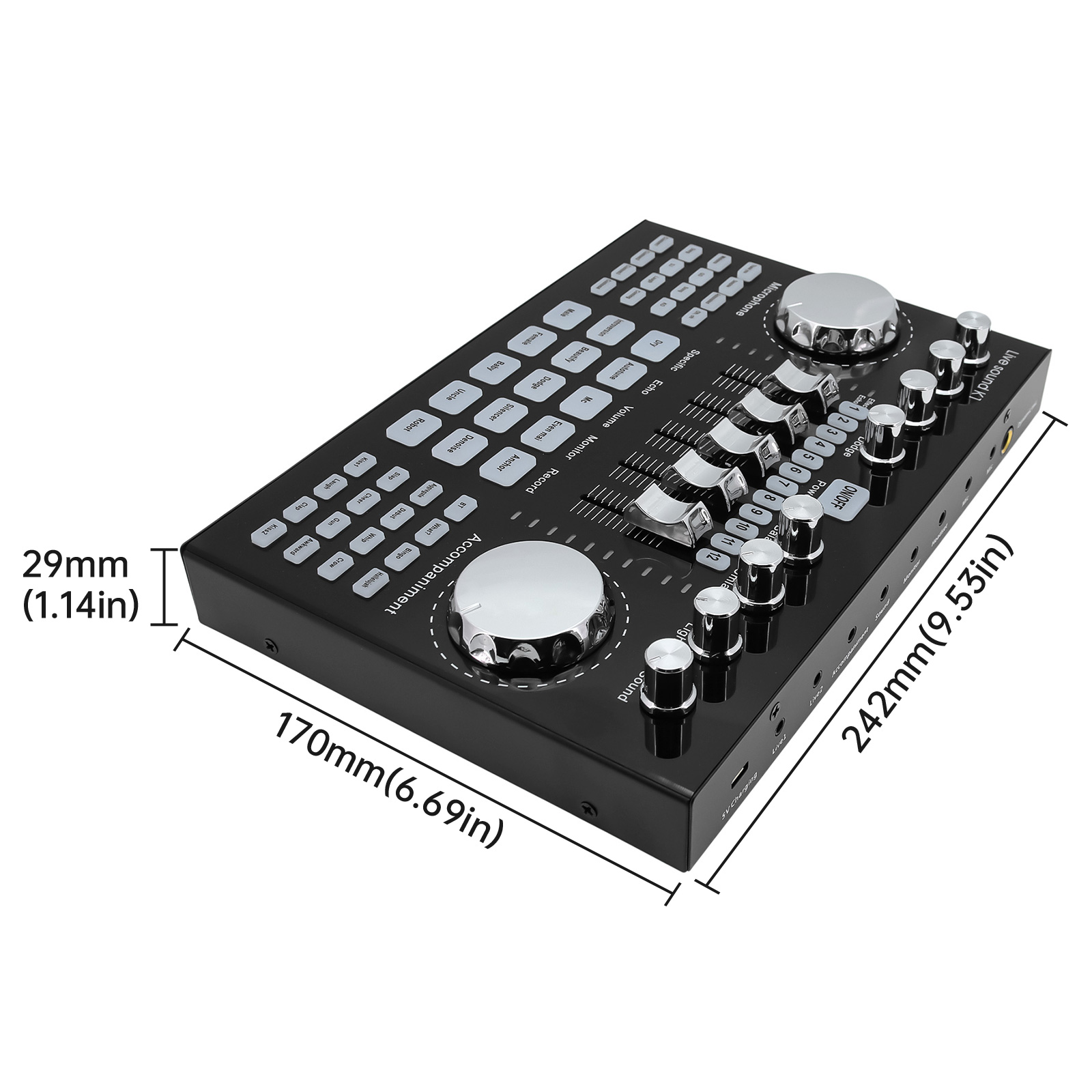 Audio Music Changer - K1 Audio-Mixer Live-Soundkarte Mobiltelefon-Stimmverzerrer Karaoke für