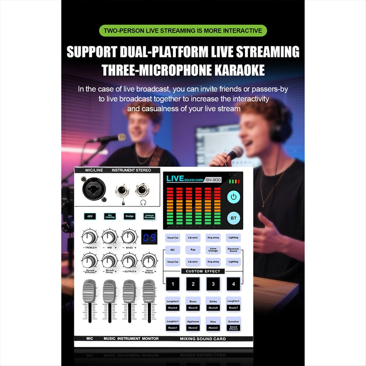 Audio Music Changer - DTC5 SN800 Live-Soundkarte Stimmverzerrer Audio-Mixer für