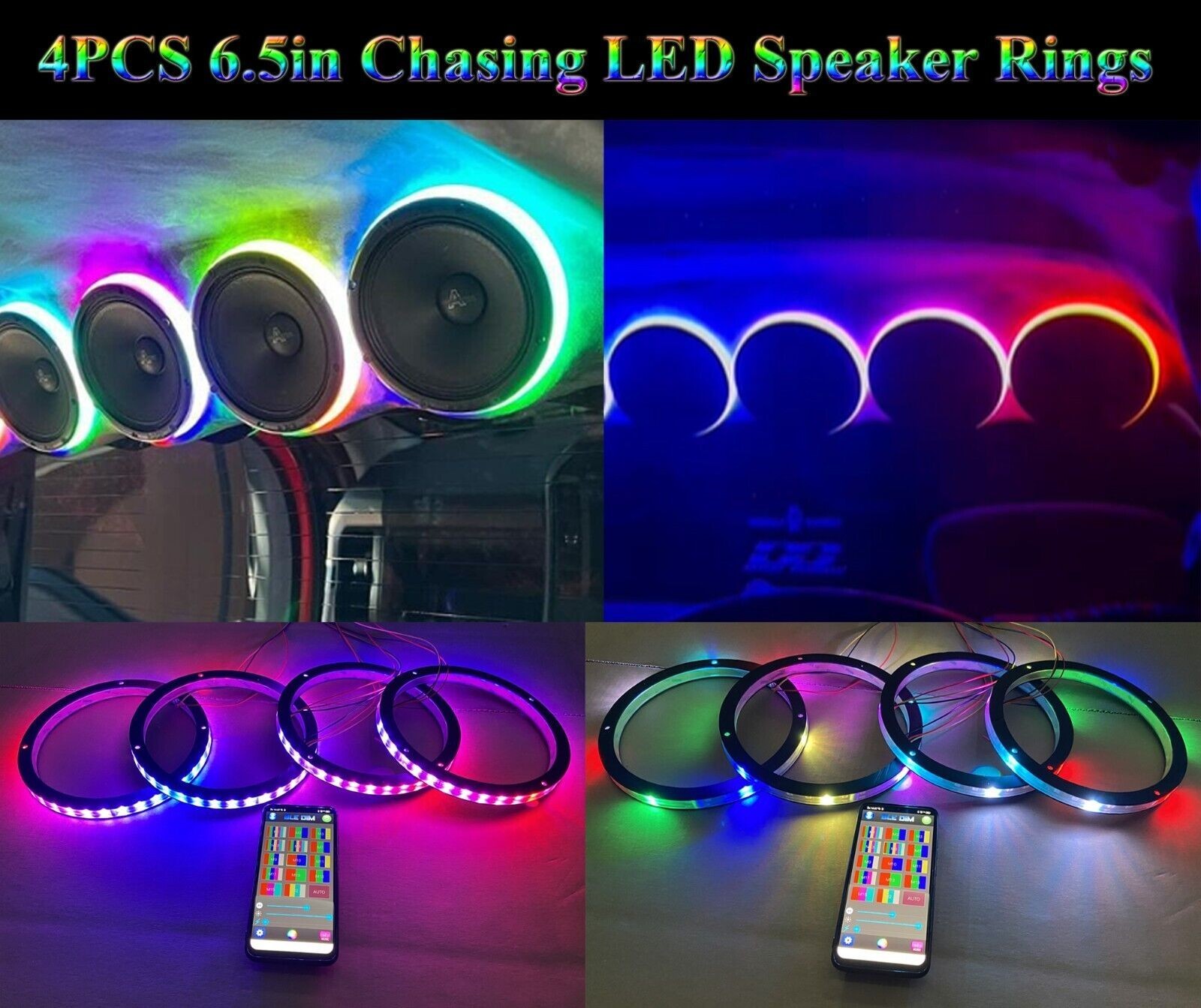 Audio Music Hub - 4er-Set Auto-Audio-Beleuchtung: 6,5 Zoll RGB &